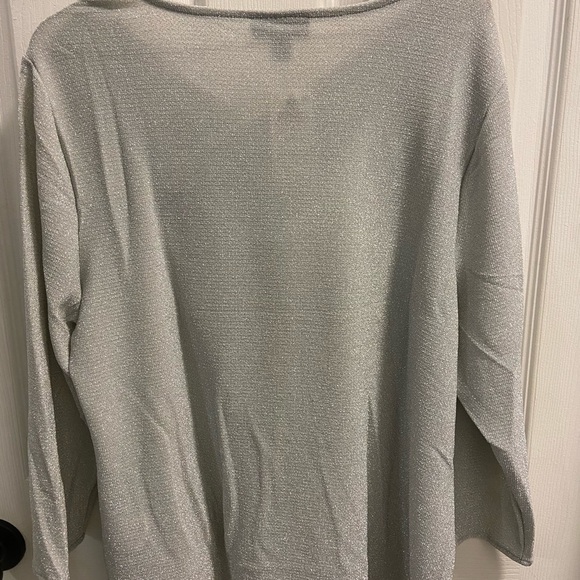 Alfani Cowl-neck Metallic 3/4 Sleeve Top - Picture 2 of 5